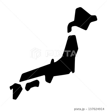 白黒のゆるい日本地図のイラスト素材 137024914