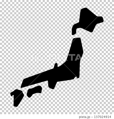 白黒のゆるい日本地図のイラスト素材 137024914