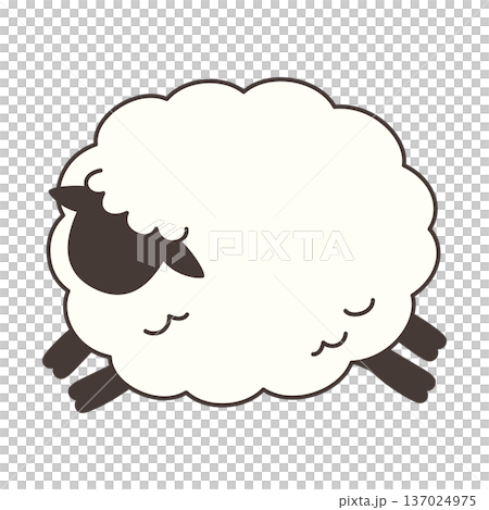 Vector illustration of a cute black-faced sheep looking sideways 137024975