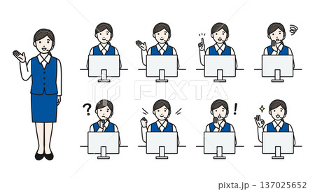 ヘッドセットをつけたオペレーター女性 セット ヘッドセットをつけたオペレーター女性 セット 137025652