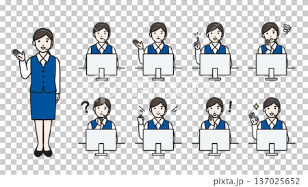 ヘッドセットをつけたオペレーター女性 セット ヘッドセットをつけたオペレーター女性 セット 137025652