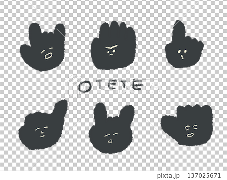 アイコンやシンボルマークとして、デザイン時に使いやすい表情豊かな手描きイラスト・ハンドサイン 137025671