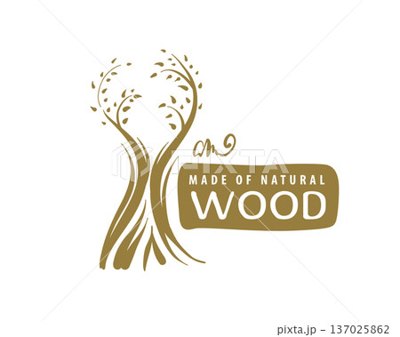 An unusual vector hand-drawn logo for the production of wood products An unusual vector hand-drawn logo for the production of wood products 137025862