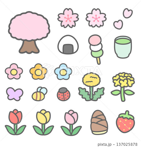 楽しい春のイラストセット 137025878