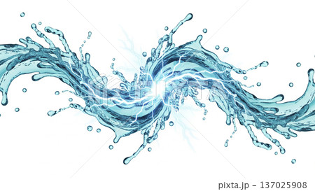 青色の電気エフェクトと水の背景 137025908