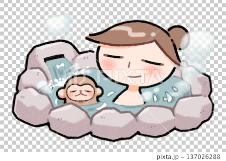 露天風呂に入る女性のイラスト 137026288
