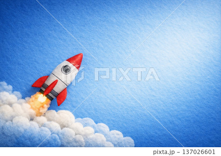 ロケットと雲の柔らかい表現 137026601