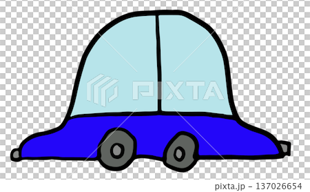 Hand drawn illustration of blue car for transportation, vehicle, commute to work, pollution, back to school, travel, trip, vacation, journey, holidays, sticker, print, road, street view, icon, patch	 137026654