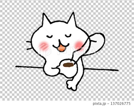 一隻可愛的貓咪正在享受咖啡的香氣。 一隻可愛的貓咪正在享受咖啡的香氣。 137026775