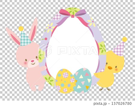 Easter eggs, bunny and chick 137026780