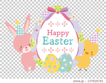 復活節彩蛋、兔子和小雞，附文字 137026781