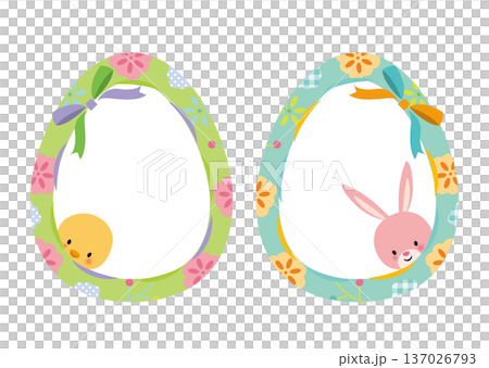 復活節彩蛋、兔子和小雞 137026793