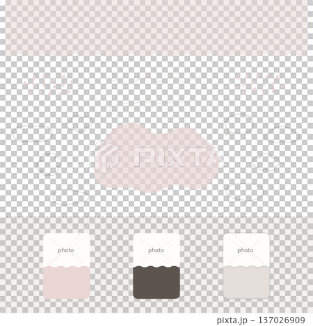 A set of easy-to-use hand-drawn web design materials (wave backgrounds, speech bubbles, cards). Stylish SNS decorations. 137026909