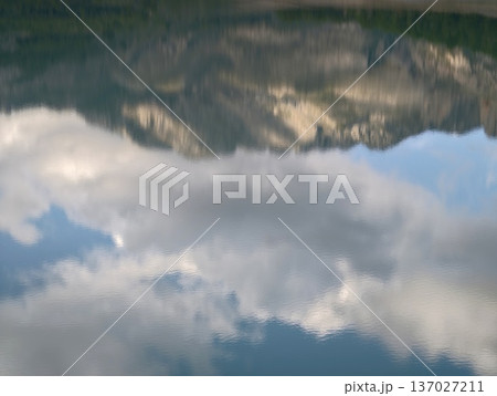 Serene water with gentle ripples, Peaceful reflection captured with delicate waves and subtle textures Serene water with gentle ripples, Peaceful reflection captured with delicate waves and subtle textures 137027211