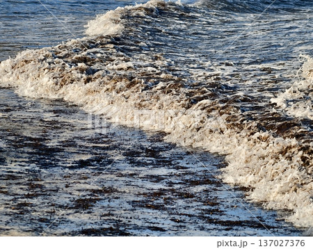 Seaside wave patterns, Seashore surf and ripple textures, Coastal wave motifs with foam and current effects Seaside wave patterns, Seashore surf and ripple textures, Coastal wave motifs with foam and current effects 137027376