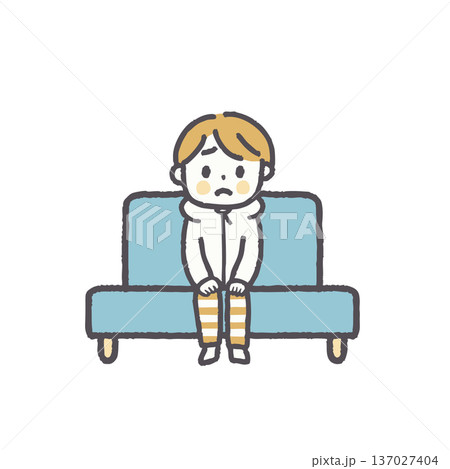 普段着でソファに座る人物のイラストセット 普段着でソファに座る人物のイラストセット 137027404