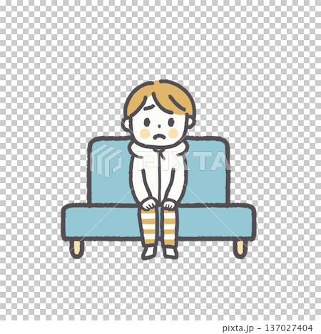 普段着でソファに座る人物のイラストセット 普段着でソファに座る人物のイラストセット 137027404