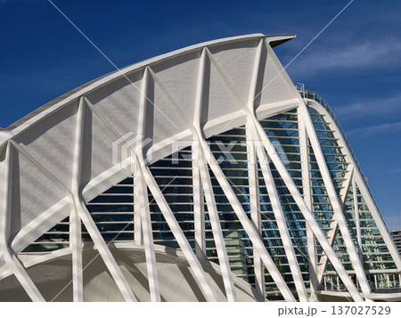 Modern urban environment combines rhythmic structures and reflective elements for visual interest 137027529