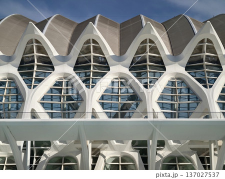 White facade rhythm, Architectural design featuring repeated vaults and dynamic lighting effects 137027537