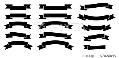 Set of black ribbon banner clip art with different shapes, clean decorative ribbon collection for labels, badges, titles, promotions, packaging, branding, and graphic design projects. Vector Set of black ribbon banner clip art with different shapes, clean decorative ribbon collection for labels, badges, titles, promotions, packaging, branding, and graphic design projects. Vector 137028045
