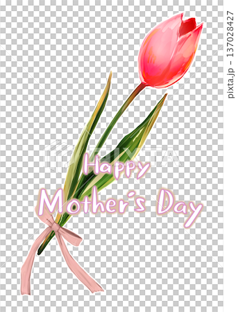 Single tulip ribbon silhouette Mother's Day Single tulip ribbon silhouette Mother's Day 137028427