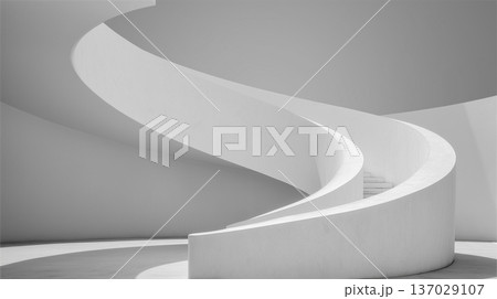 Minimalist White Abstract Spiral Staircase Architecture 137029107