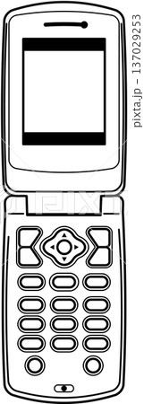 折りたたみ式フィーチャーフォン線画 137029253