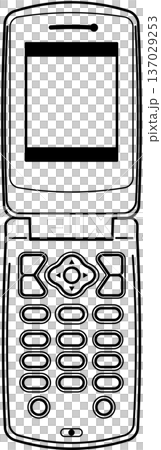 折りたたみ式フィーチャーフォン線画 137029253