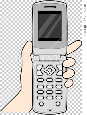 一手拿著一部翻蓋手機 137029256