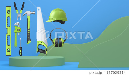 Abstract scene or podium for product showcase on monochrome background. 137029314