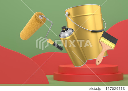 Abstract scene or podium for product showcase on monochrome background. 137029318