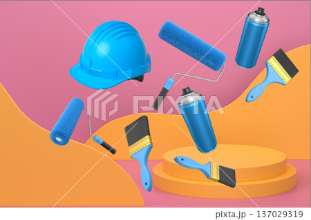 Abstract scene or podium for product showcase on monochrome background. Abstract scene or podium for product showcase on monochrome background. 137029319