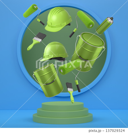 Abstract scene or podium for product showcase on monochrome background. 137029324