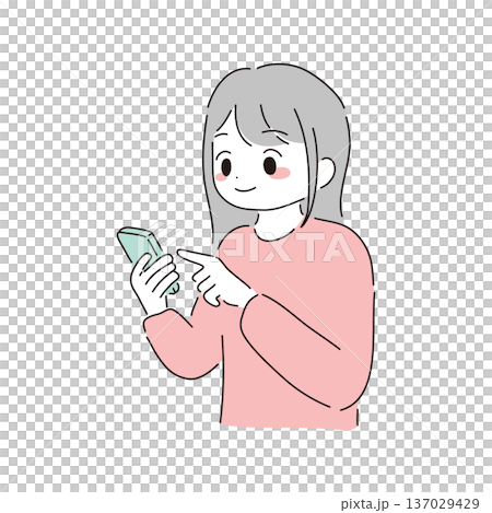 Woman operating a smartphone Woman operating a smartphone 137029429