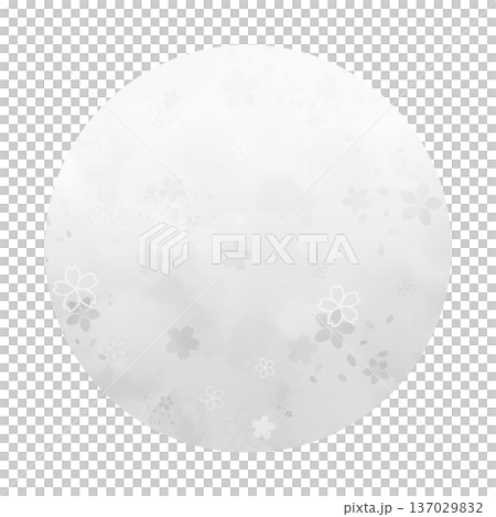 Gray round fluffy cherry blossom frame Gray round fluffy cherry blossom frame 137029832