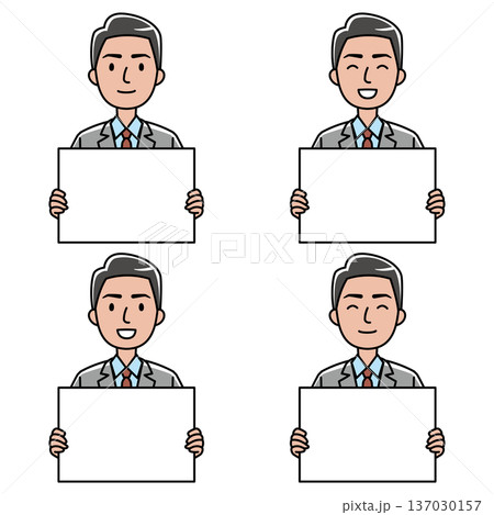フリップを持つスーツの外国人男性のイラスト 137030157
