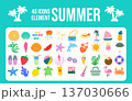 Summer icon collection featuring beach and tropical elements. Vector illustration 137030666