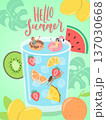 Summer tropical drink illustration with fruits and fun elements. Vector illustration 137030668