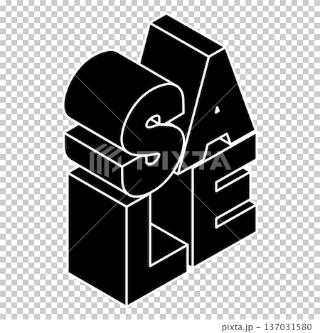 SALEの立体的な3D文字ロゴ・アイソメトリック 137031580
