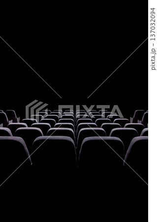 Concert hall, cinema hall with switched off lights and soft seats. 137032094