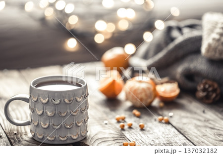 a cozy Christmas tea Cup still life 137032182