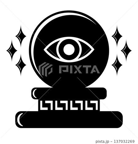 Magic crystal ball with all-seeing eye and mystical stars. 137032269