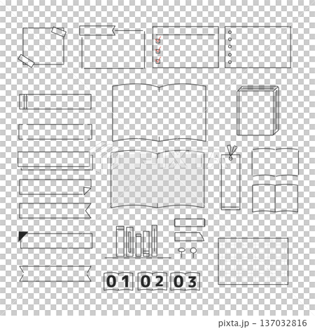 Book and notepad illustration material set 137032816