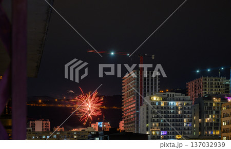 Celebratory Fireworks in Saburtalo on New Year's Night 137032939
