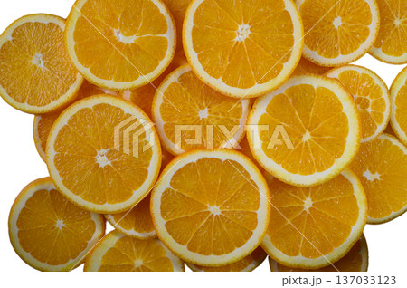 Fresh Orange Slices on Pure White 137033123