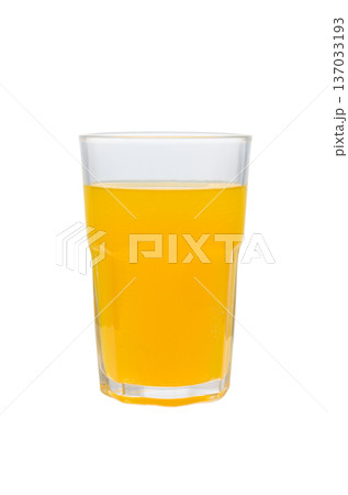 Glass of Fresh Orange Juice Isolated on White Background 137033193