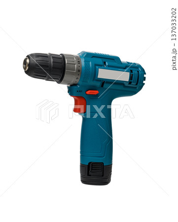 Cordless Power Drill Isolated on Clean White Background 137033202
