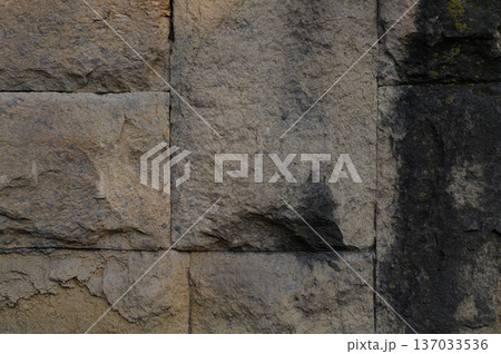 Close-Up Texture of Stone Masonry Wall in Tbilisi, Georgia 137033536
