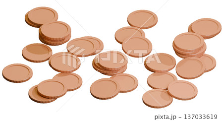 無造作に置かれた銅色のコイン 137033619