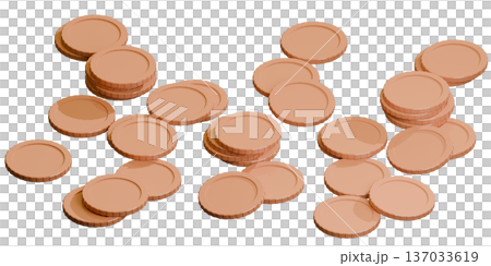 隨意擺放的銅色硬幣 137033619